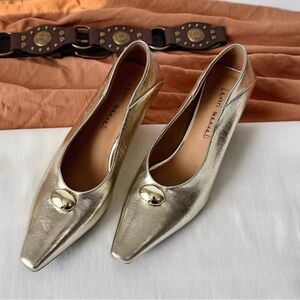 Gold Women's Metallic Leather Heels